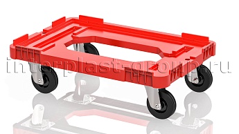 Тележка пластиковая с отверстием без тормозов усиленная красная в Томилино Тележка пластиковая с отверстием без тормозов усиленная красная в Томилино