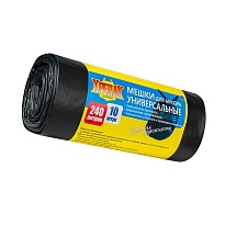 Мешки для мусора 240 л, черные, в рулоне 10 шт., ПНД 40 мкм, 1250х1000 мм, Крепак, 4607075710153 в Томилино