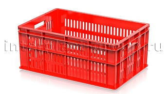 Ящик для молока, мяса, овощей и фруктов большая перфорация дно сплошное красный в Томилино