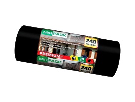 Мешки для мусора 240 л, ароматизированные, черные, в рулоне 10 шт., ПВД 45 мкм, 1300х930 мм, PREMIUM+, 24010830 в Томилино