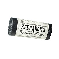 Мешки для мусора 30 л, черные, в рулоне 20 шт., ПНД, 7 мкм, 560х440 мм, Крепаномъ, 4607075710580 в Томилино