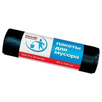 Мешки для мусора 160 л, черные, в рулоне 20 шт., ПВД, 30 мкм, 1200х870 мм, PACLAN Professional, 604082 в Томилино