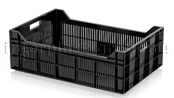 Ящик для овощей, фруктов и ягод перфорированный черный в Томилино Ящик для овощей, фруктов и ягод перфорированный черный в Томилино