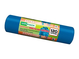 Мешки для мусора 120 л, синие, в рулоне 10 шт., ПНД, 14 мкм, 1100х700 мм, EXTRA, ex1201802 в Томилино