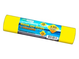 Мешки для мусора 120 л, с завязками, желтые, в рулоне 10 шт., ПНД, 15 мкм, 800х750 мм, VIP, Z12010yel в Томилино Мешки для мусора 120 л, с завязками, желтые, в рулоне 10 шт., ПНД, 15 мкм, 800х750 мм, VIP, Z12010yel в Томилино