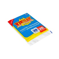 Мешки для мусора 20 л, с ручками, черные, в пачке 20 шт., ПНД, 10 мкм, 550х440 мм, Крепак, 4607075710085 в Томилино