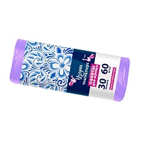 Мешки для мусора 30 л, сиреневые, в рулоне 60 шт., ПНД, 6 мкм, 560х480 мм, Узоры Чистоты, МУ4251 (МН 30-60сир) в Томилино