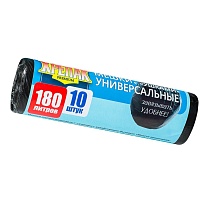 Мешки для мусора 180 л, с ушками, черные, в рулоне 10 шт., ПНД, 20 мкм, 1150х800 мм, Крепак, 4607075710498 в Томилино