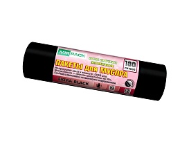 Мешки для мусора 180 л, ароматизированные, черные, в рулоне 10 шт., ПВД, 50 мкм, 1100х930 мм, EXTRA black, 18008301 в Томилино