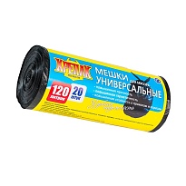 Мешки для мусора 120 л, черные, в рулоне 20 шт., ПНД, 15 мкм, 1100х700 мм, Крепак, 4607075710207 в Томилино