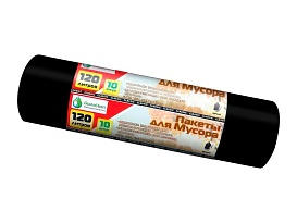 Мешки для мусора 120 л, черные, в рулоне 10 шт., ПНД, 12 мкм, 1100х700 мм, MIRPACK Classik, 1201011 в Томилино