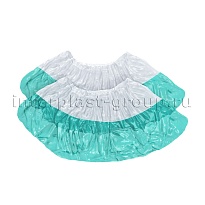 Бахилы бело-бирюзовые 1000 шт (500 пар), 48 мкм, двойная подошва, с одной резинкой, Эконом+ в Томилино