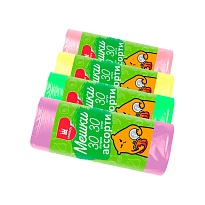 Мешки для мусора 30 л, ассорти, в рулоне 30 шт., ПНД, 5 мкм, 560х480 мм, Эконом, МЭ8716 в Томилино