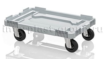 Тележка пластиковая сплошная без тормозов усиленная серая в Томилино Тележка пластиковая сплошная без тормозов усиленная серая в Томилино