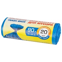 Мешки для мусора 90 л, синие, в рулоне 20 шт., ПНД, 14 мкм, 900х700 мм, LAIMA ULTRA, 607693 в Томилино