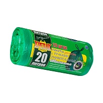 Мешки для мусора 20 л, биоразлагаемые, с ручками, черные, в рулоне 30 шт., ПНД, 10 мкм, 550х440 мм, Крепак, 4607075710047 в Томилино