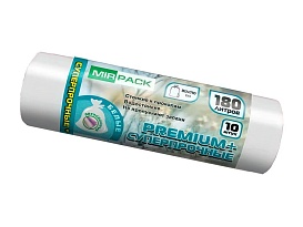 Мешки для мусора 180 л, ароматизированные, белые, в рулоне 10 шт., ПВД, 35 мкм, 1100х930 мм, PREMIUM+, 180105302 в Томилино