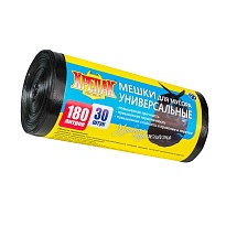 Мешки для мусора 180 л, черные, в рулоне 30 шт., ПНД, 20 мкм, 1150х800 мм, Крепак, 4607075710139 в Томилино Мешки для мусора 180 л, черные, в рулоне 30 шт., ПНД, 20 мкм, 1150х800 мм, Крепак, 4607075710139 в Томилино