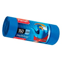 Мешки для мусора 160 л, с ушками, синие, в рулоне 10 шт., ПВД, 30 мкм, 1250х900 мм, PACLAN Multitop, 604064 в Томилино
