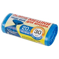 Мешки для мусора 20 л, синие, в рулоне 30 шт., ПНД, 8 мкм, 500х450 мм, LAIMA, 607682 в Томилино