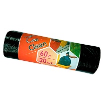 Мешки для мусора 60 л, черные, в рулоне 30 шт., ПНД, 6 мкм, 640х580 мм, Концепция Быта EcoClean, 603890 в Томилино