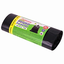 ММешки для мусора 60 л, черные, в рулоне 20 шт., ПНД, 8 мкм, 650х580 мм, Любаша, 608092 в Томилино