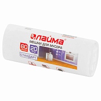 Мешки для мусора 60 л, белые, в рулоне 20 шт., ПНД, 7 мкм, 680х580 мм, LAIMA, 605539 в Томилино Мешки для мусора 60 л, белые, в рулоне 20 шт., ПНД, 7 мкм, 680х580 мм, LAIMA, 605539 в Томилино