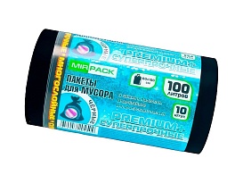 Мешки для мусора 100 л, черные, в рулоне 10 шт., ПВД, 70 мкм, 1000х600 мм, PREMIUM+, 1001076 в Томилино