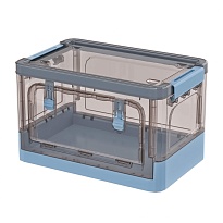 Ящик пластиковый складной прозрачный коричневый, дно синее, 360х235х230 мм, с колесиками в Томилино