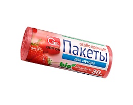 Мешки для мусора 30 л, ароматизированные, Клубника, красные, в рулоне 20 шт., ПНД, 9 мкм, 560х530 мм, GRIFON Aroma, 101-020 K в Томилино
