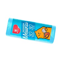 Мешки для мусора 30 л, синие, в рулоне 30 шт., ПНД, 5 мкм, 560х480 мм, Эконом, МЭ3841 (ПМ-30-30) в Томилино
